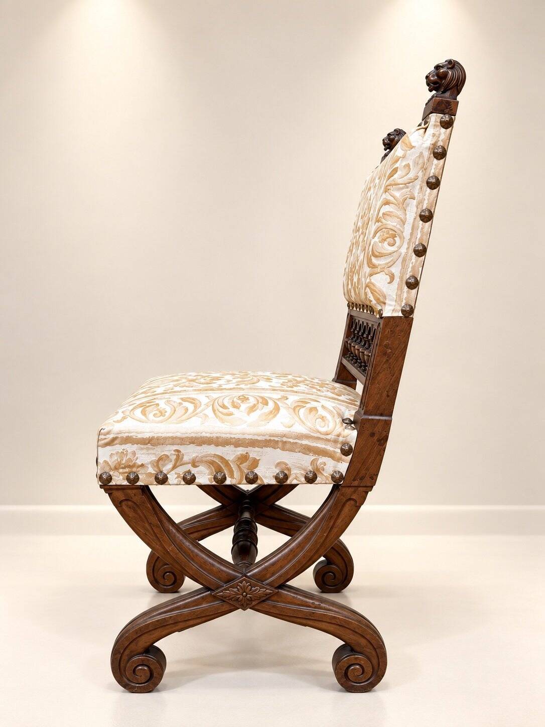 Set of 4 High Renaissance Chairs Carved Walnut 19th Century