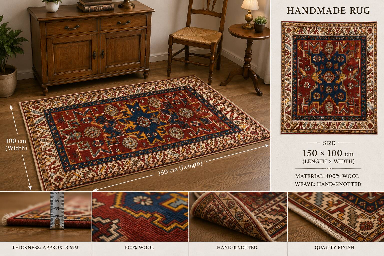 Tapis tissé à la main Shirvan