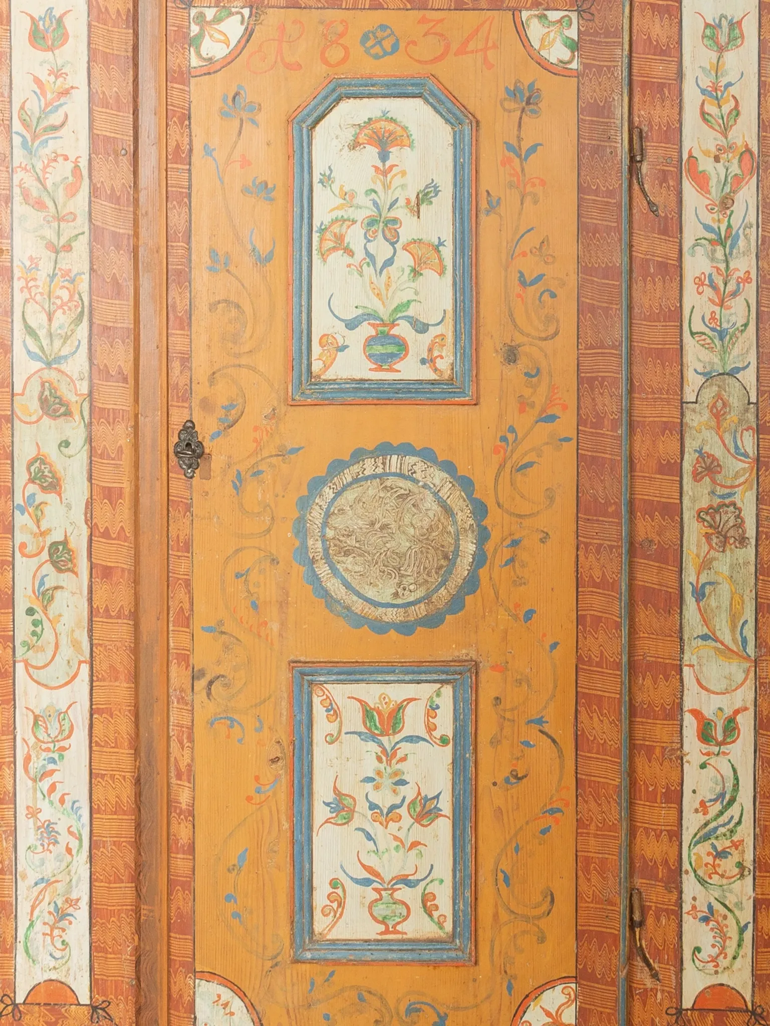 18th century farmer's cabinet with hand painting