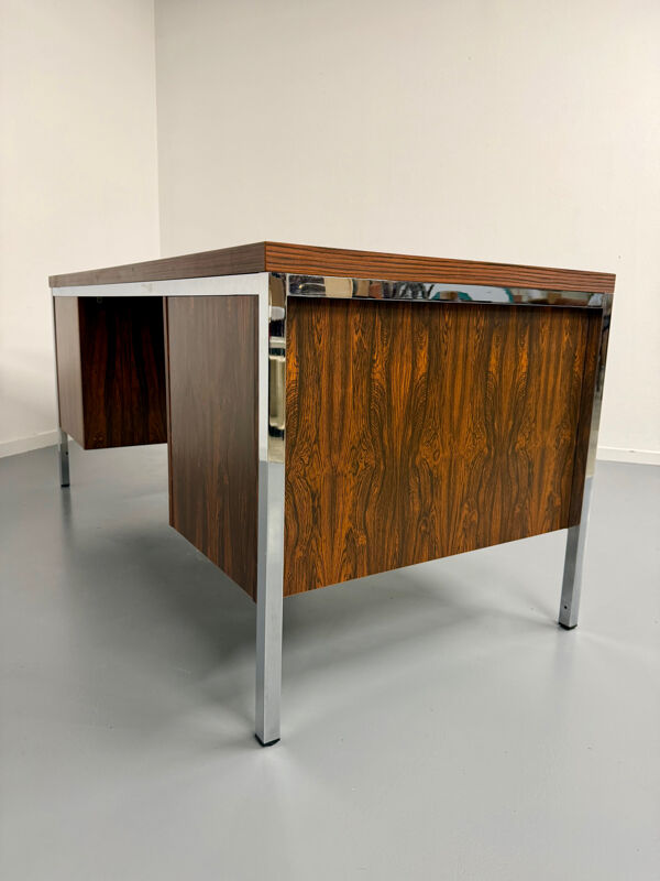 Bureau vintage placage palissandre et métal chromé design an70