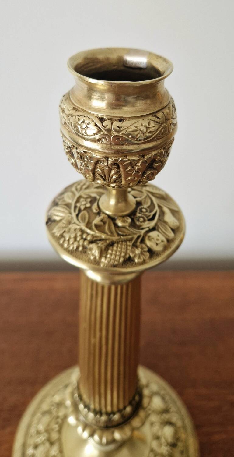 Two gilded bronze candlesticks, 19th century