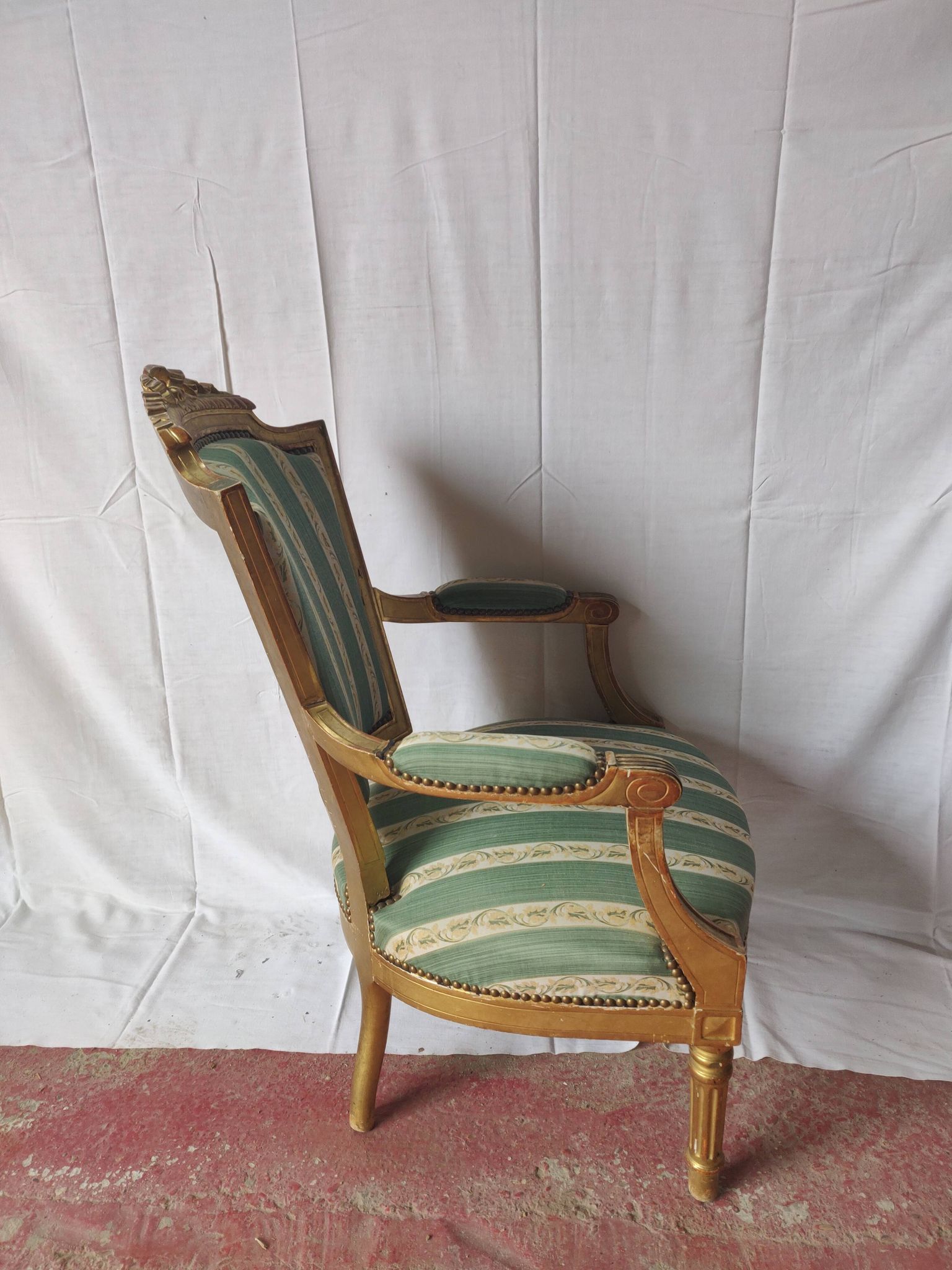 Armchair to the queen Louis XVl style gilded wood nineteenth century