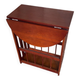 Antique Wooden Nightstand Side Table Folding Shelf Wine Magazine Rack