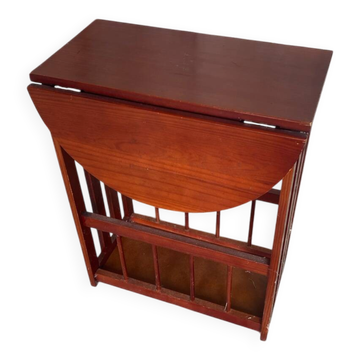 Meuble Chevet Bout Table Ancien Bois Tablette Pliante Porte Revues Vin