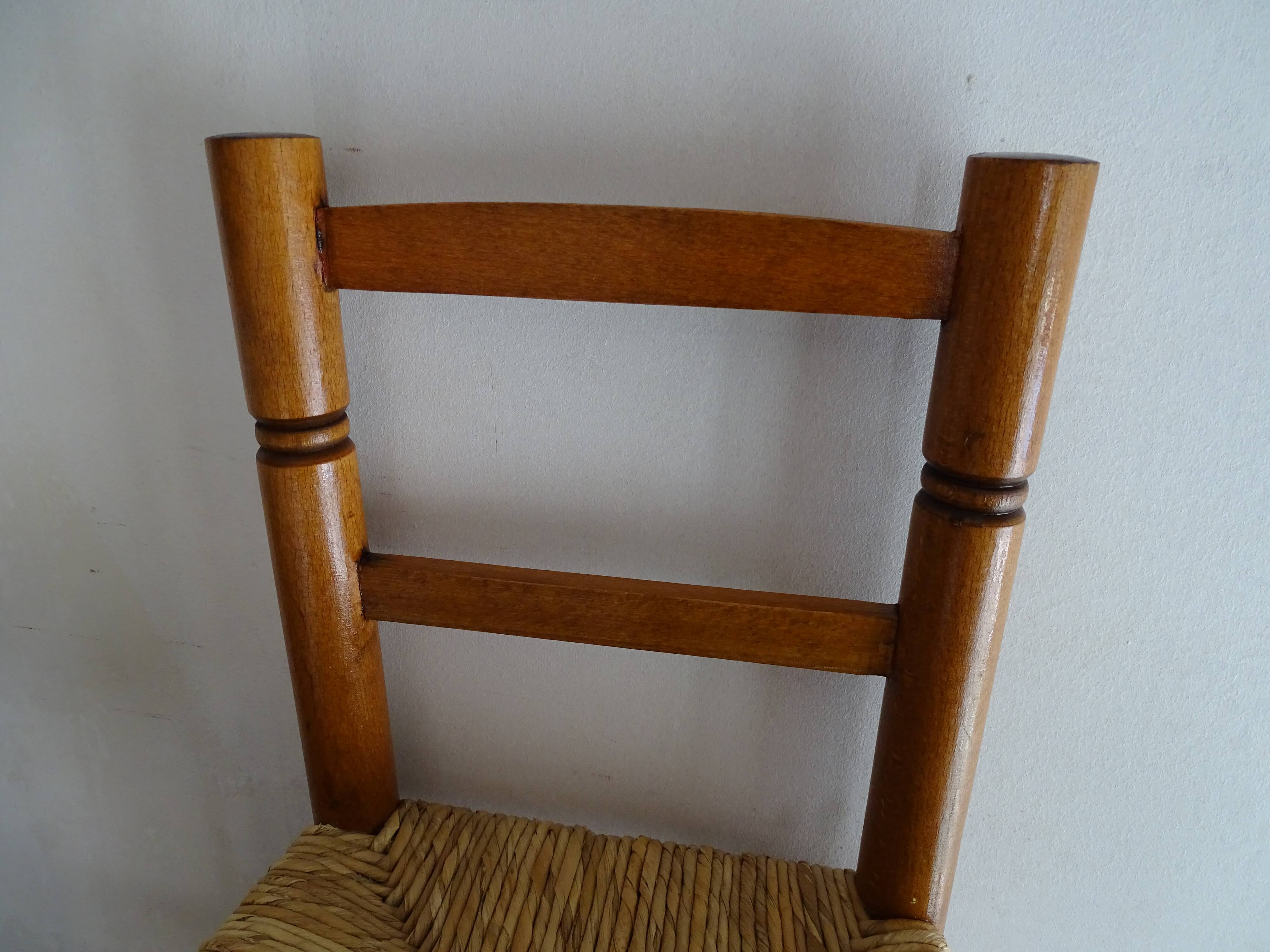 Chaise bois paillé enfant vintage 50 cm