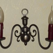 Pair of double Flemish style wall sconces in French silver from the period, with red drops 51.