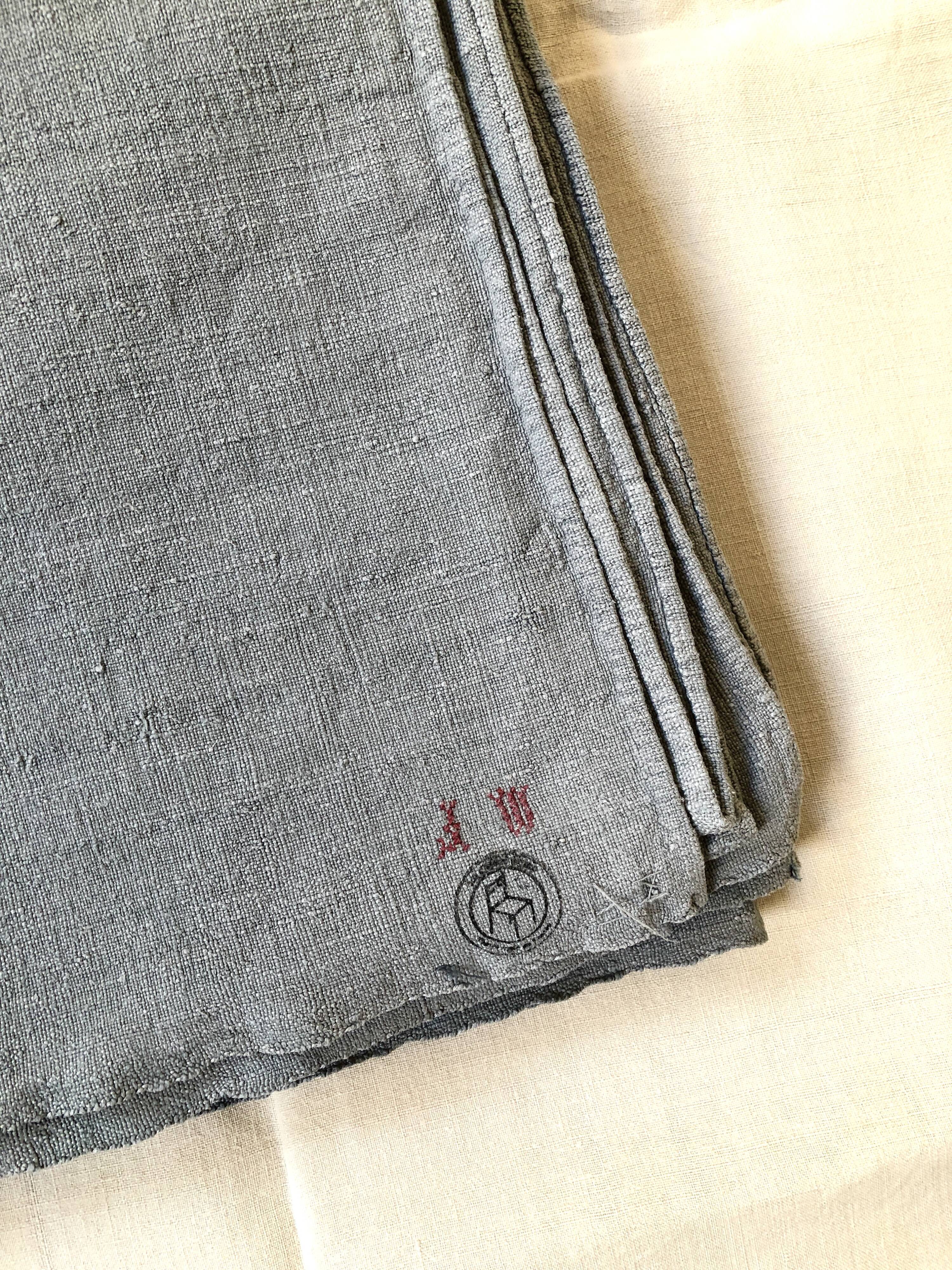 Old hemp harvest tablecloth tinted grey