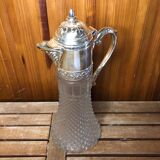 Old Carafe Body Glass Mold + Silver Metal Vintage