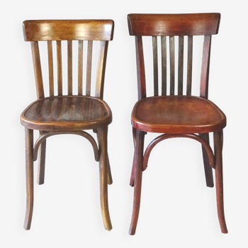 2 chaises bistrot bois 1950, Fischel, Baumann