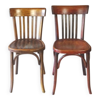 2 chaises bistrot bois 1950, Fischel, Baumann