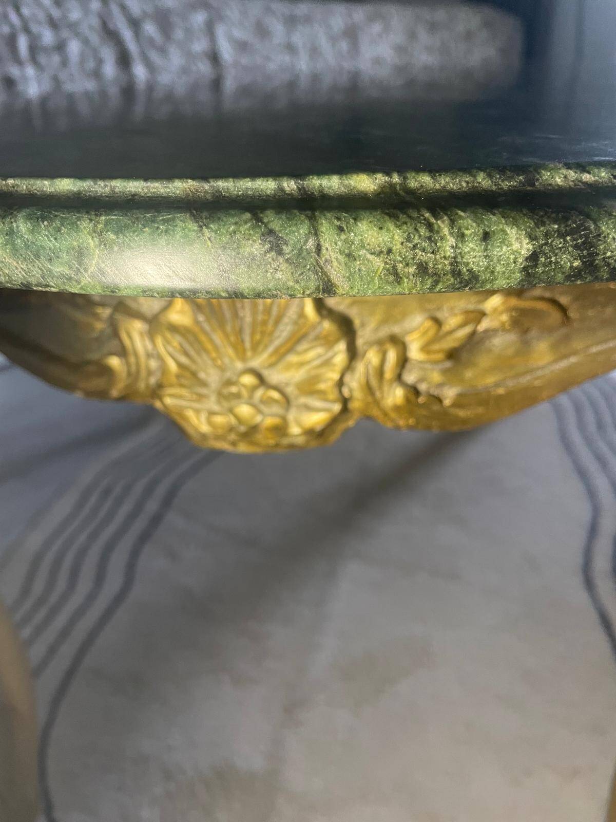 Green marble and carved gilded wood coffee table – Louis XV style