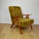 Vintage armchair B-310 VAR vintage khaki / olive long hair Rudy Lis