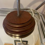 Metal and wood gooseneck table lamp