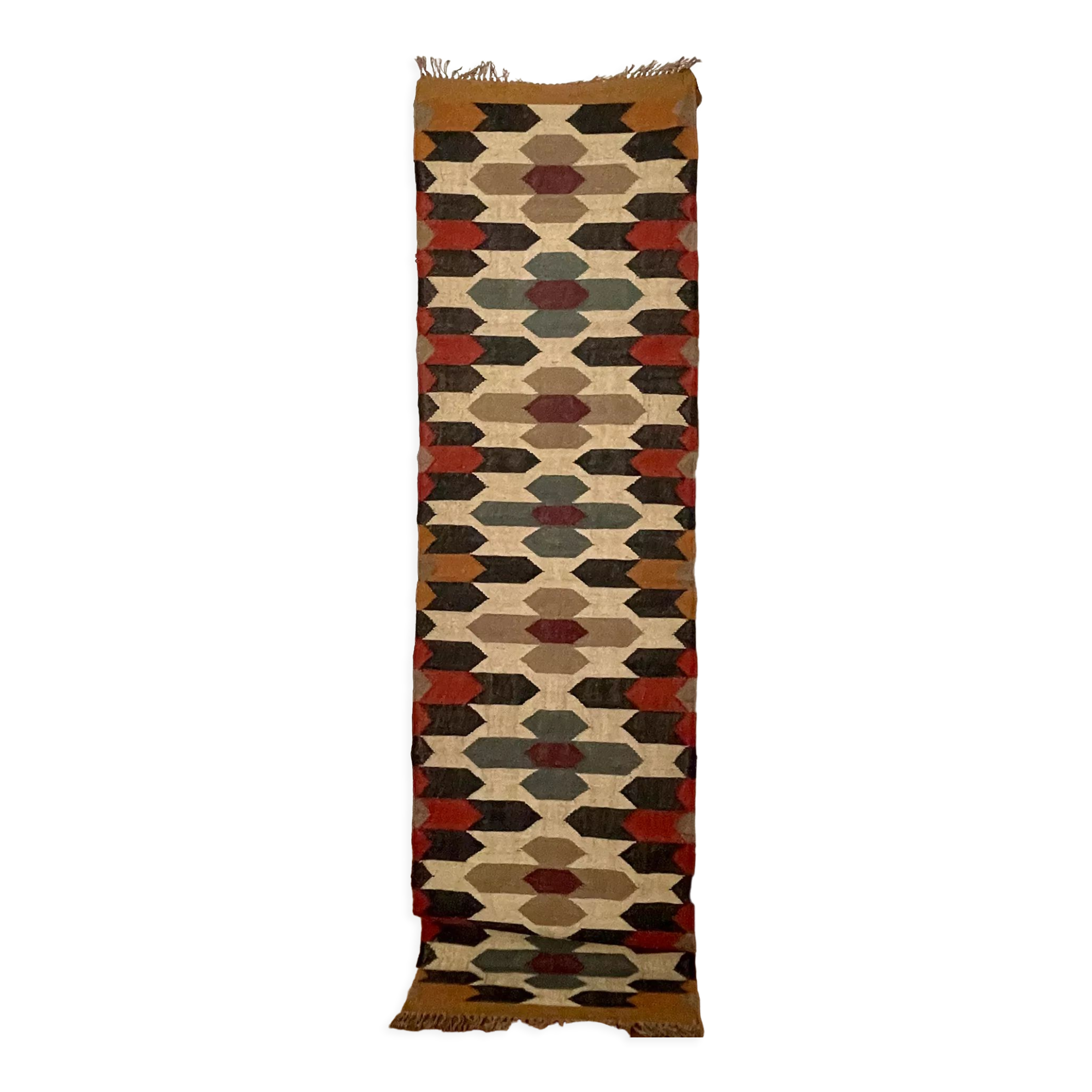 Jute\wool handwoven bed side killim runner carpet
