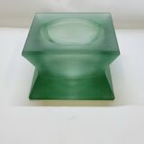 Modernist vintage square vase in frosted molded pressed glass