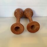 Pair of Scandinavian wooden candle holders