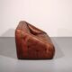 Rare 1970s Italian brutalist leather loveseat – sculptural two-seater