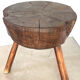 Large brutalist solid wood round tripod side table