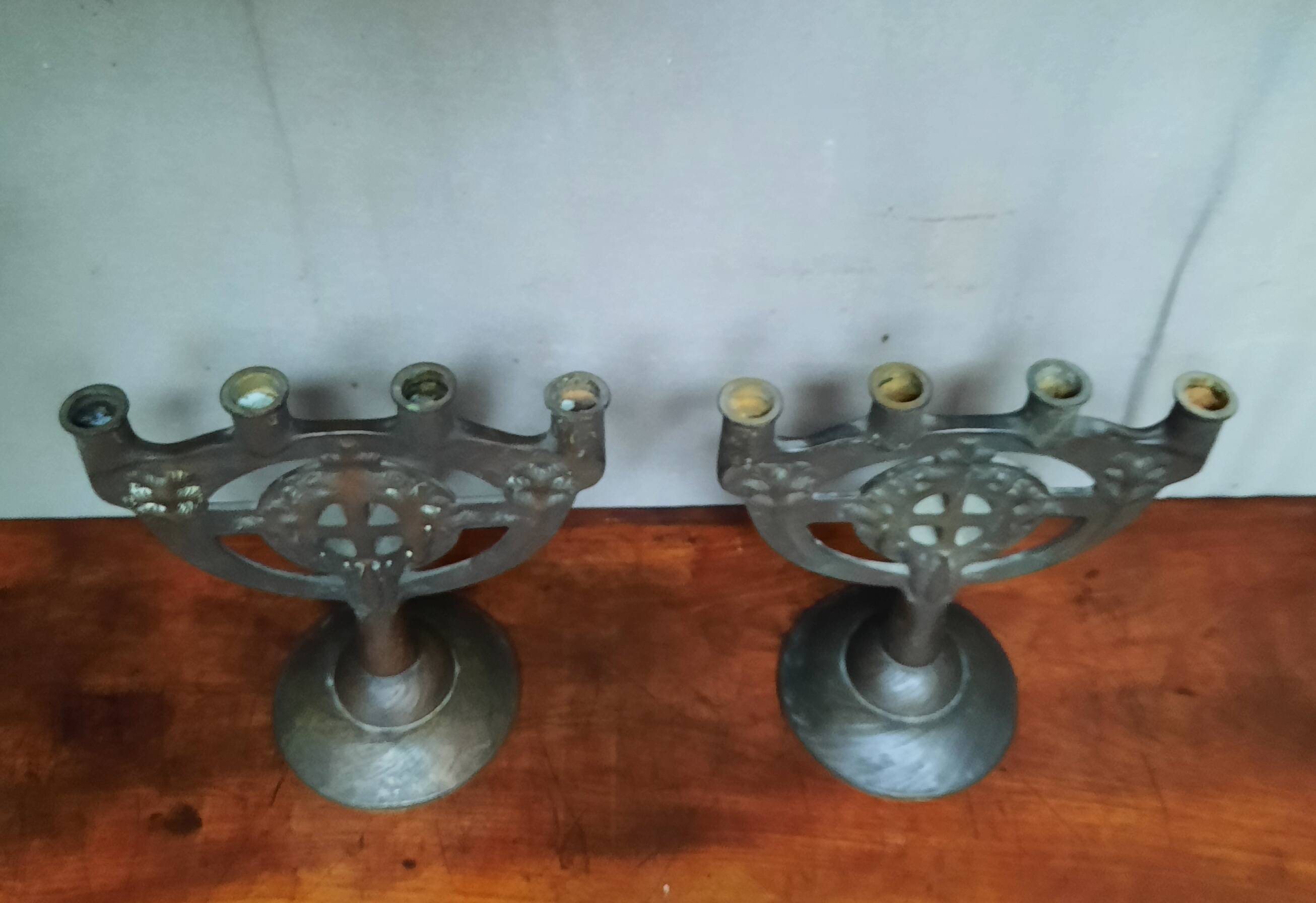 Pair of bronze candlesticks