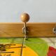 Vintage wooden wall coat rack - triple ball hook