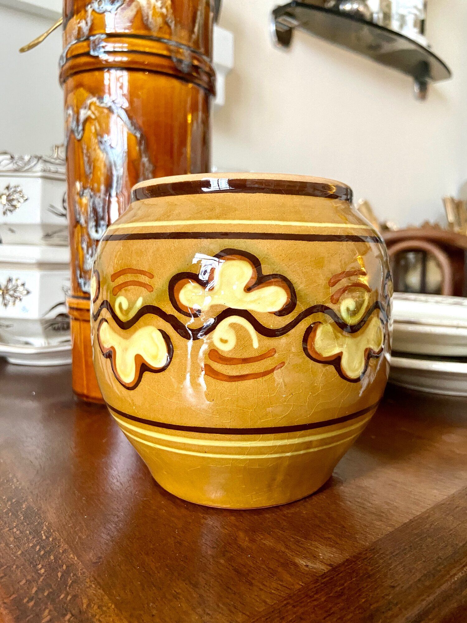 Ocher glazed ceramic vase