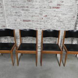 4 vintage chairs upholstered with skai