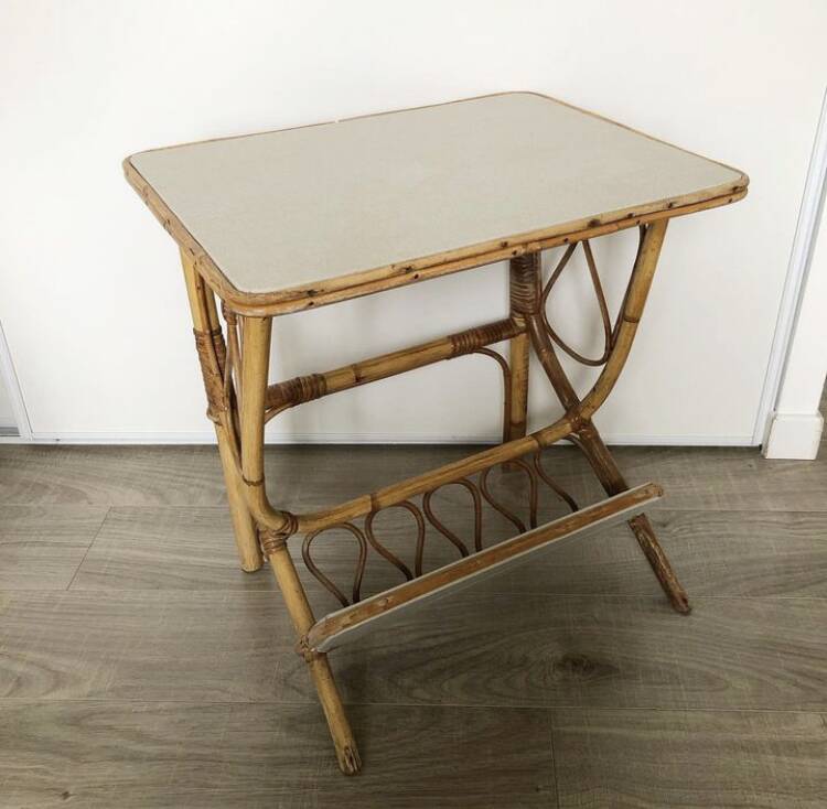Vintage rattan bedside table