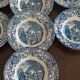 Eight English hollow plates Johnson Bros "Mill Stream"