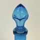 Vintage blue glass bottle Carafe with stopper Made in Belgium