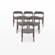 Set of 6 vintage dining chairs in grey bouclé