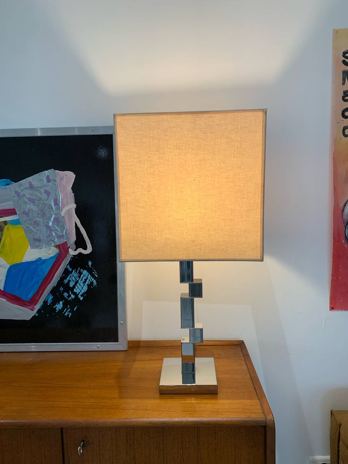 Vintage space age modernist chrome lamp circa 1970