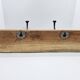 Solid teak coat hook with 2 double cast iron hooks