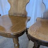 Set of 4 Vintage Tyrolean Heart Cutout Wooden Dining Chairs