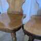 Set of 4 Vintage Tyrolean Heart Cutout Wooden Dining Chairs