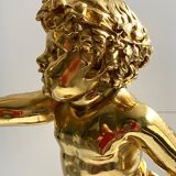 Sculpture, torchère "Jeune satyre" en bronze doré d'après Clodion