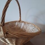 Natural wicker basket with twisted handle – vintage decorative basket