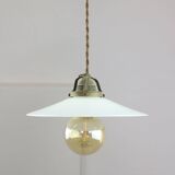 Mid-Century Italian Ceramic and Brass Pendant Lamp