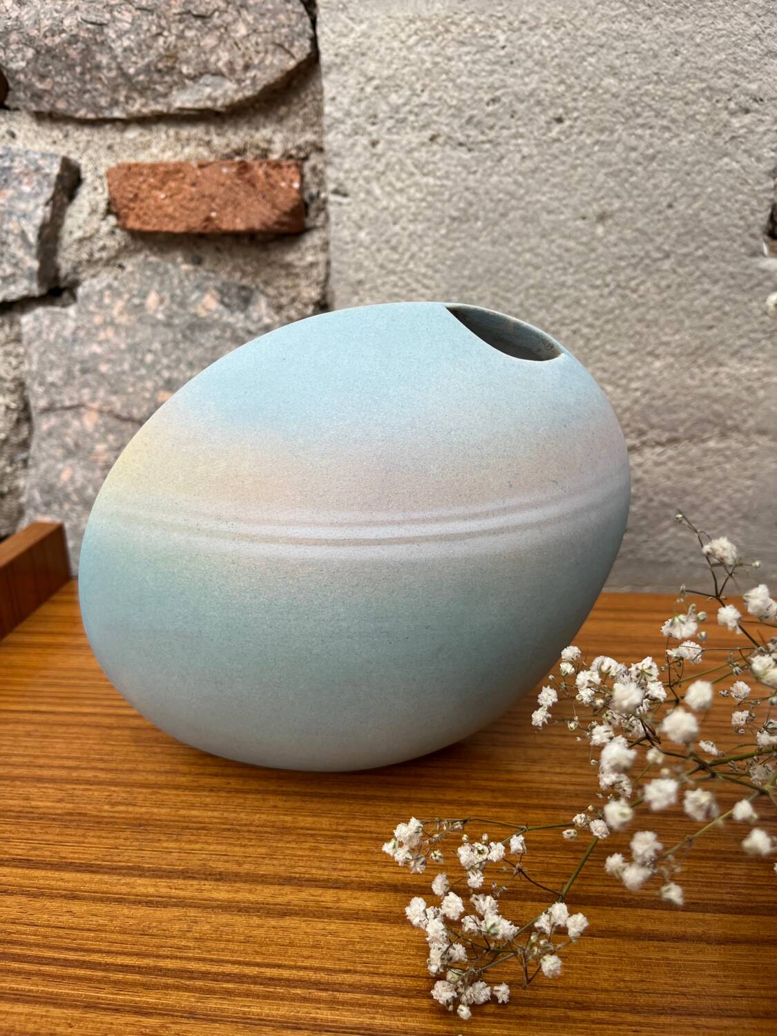Pastel biscuit porcelain vintage "pebble" vase