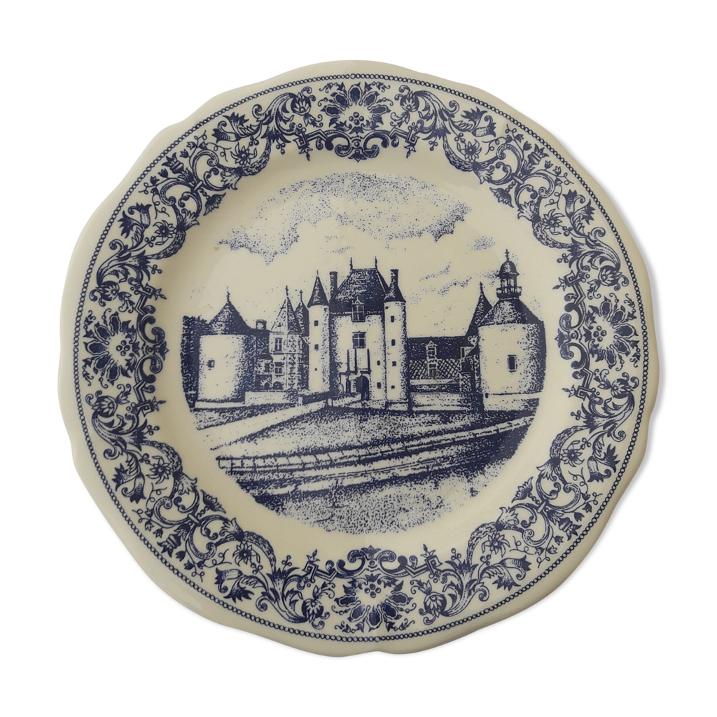 Assiette en faïence de Gien château de Chamerolles diam 22 cm