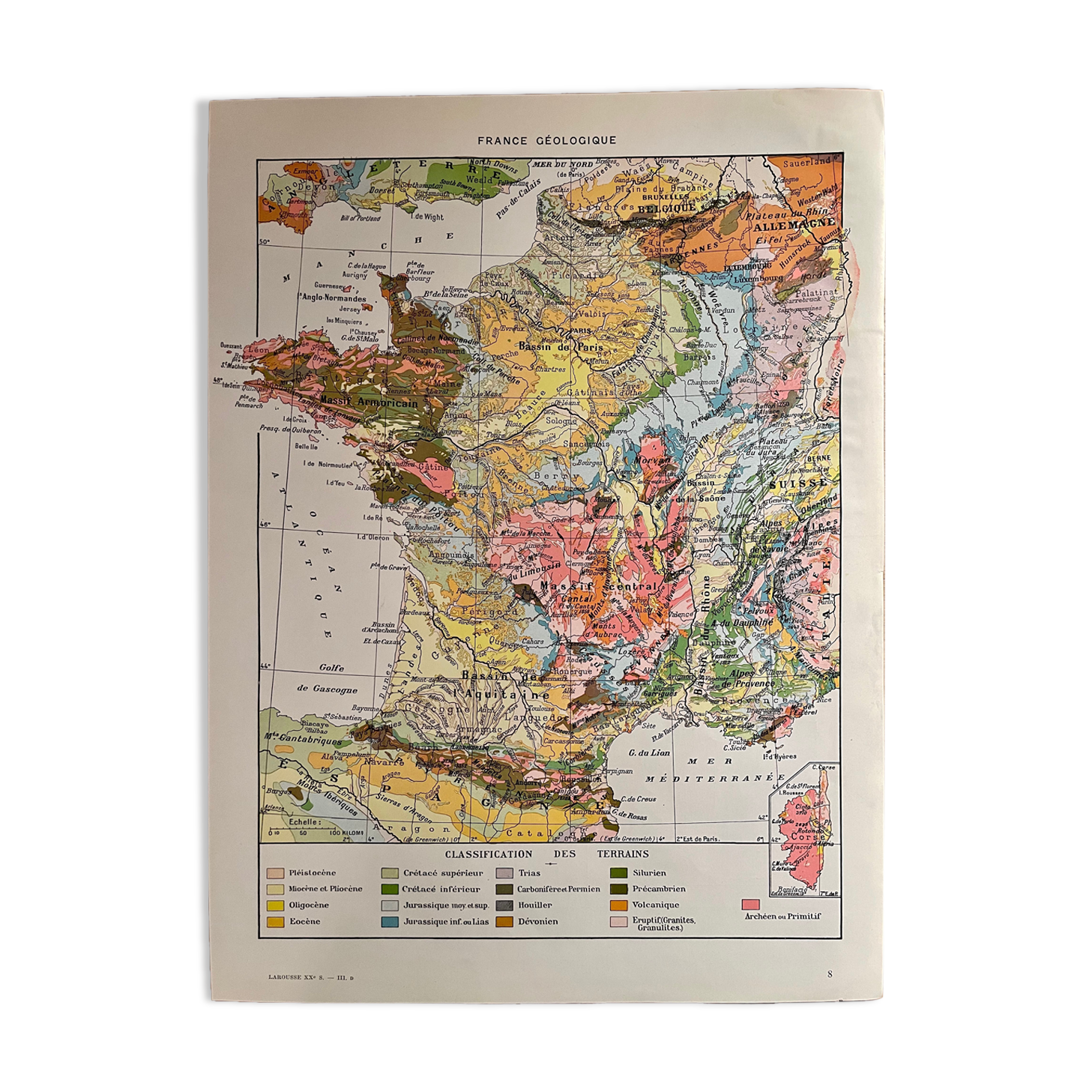 Old geological France map from 1928