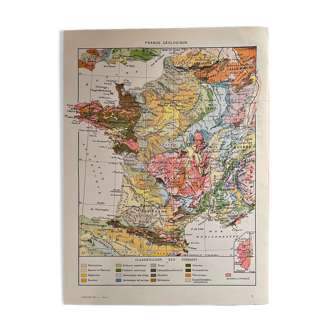 Old geological France map from 1928