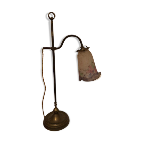 Lampe de bureau art nouveau avec tulipe en pâte de verre signé muller |  Selency