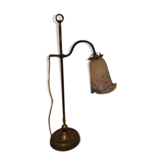 Lampe de bureau art nouveau avec tulipe en pâte de verre signé muller