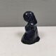 Lady figure in earthenware with shiny blue glaze