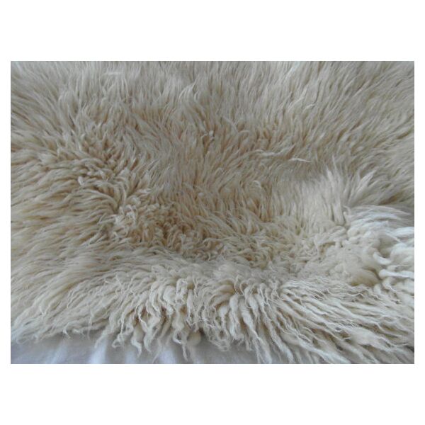 Vintage, ce tapis flokati en laine, poil long, 109 cm x 69 cm | Selency