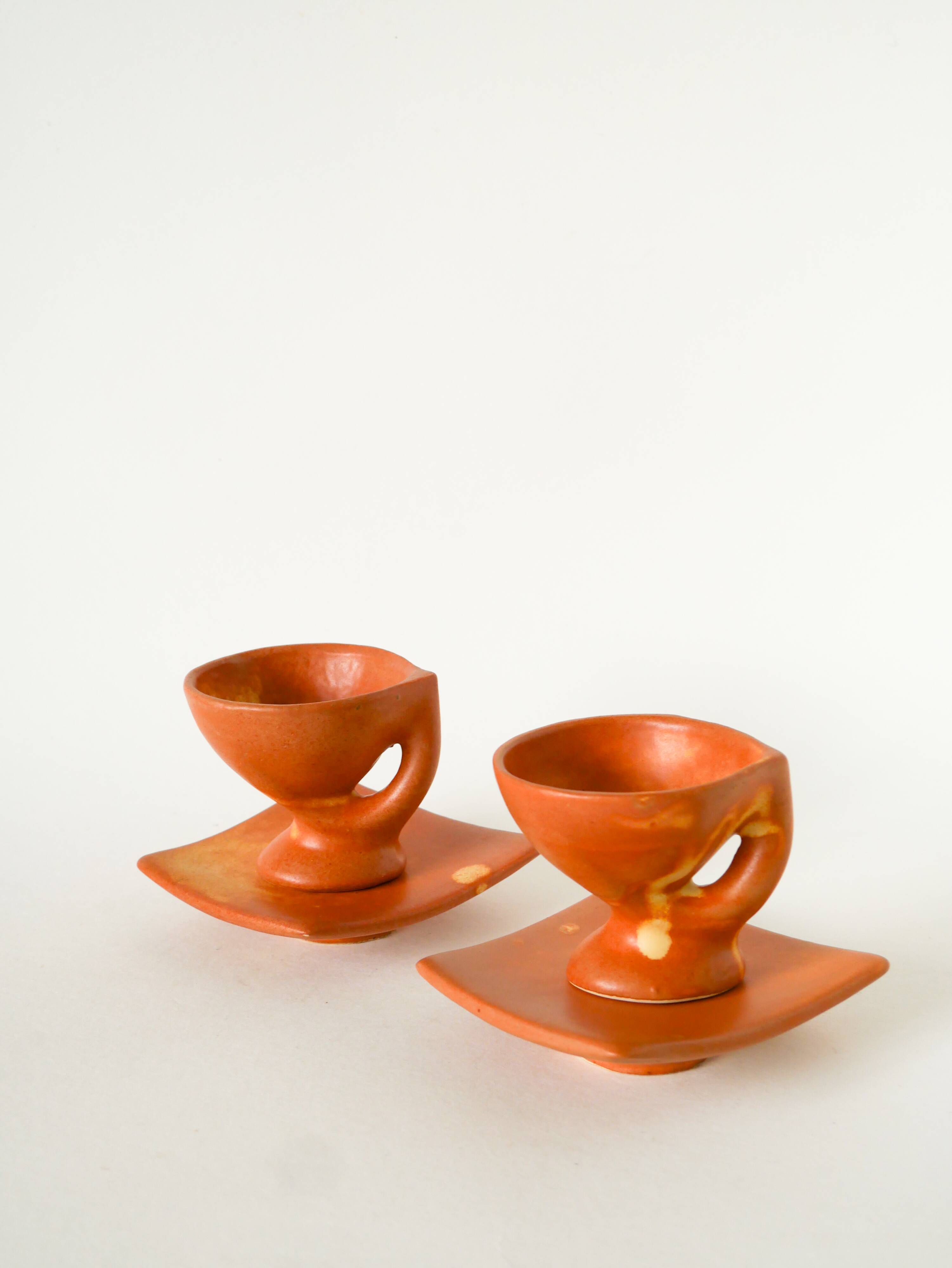 service à café en grès, Forme Libre, Vallauris, 1970