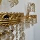 Pair of vintage wall sconces, glass and brass, Sweden, 1970.