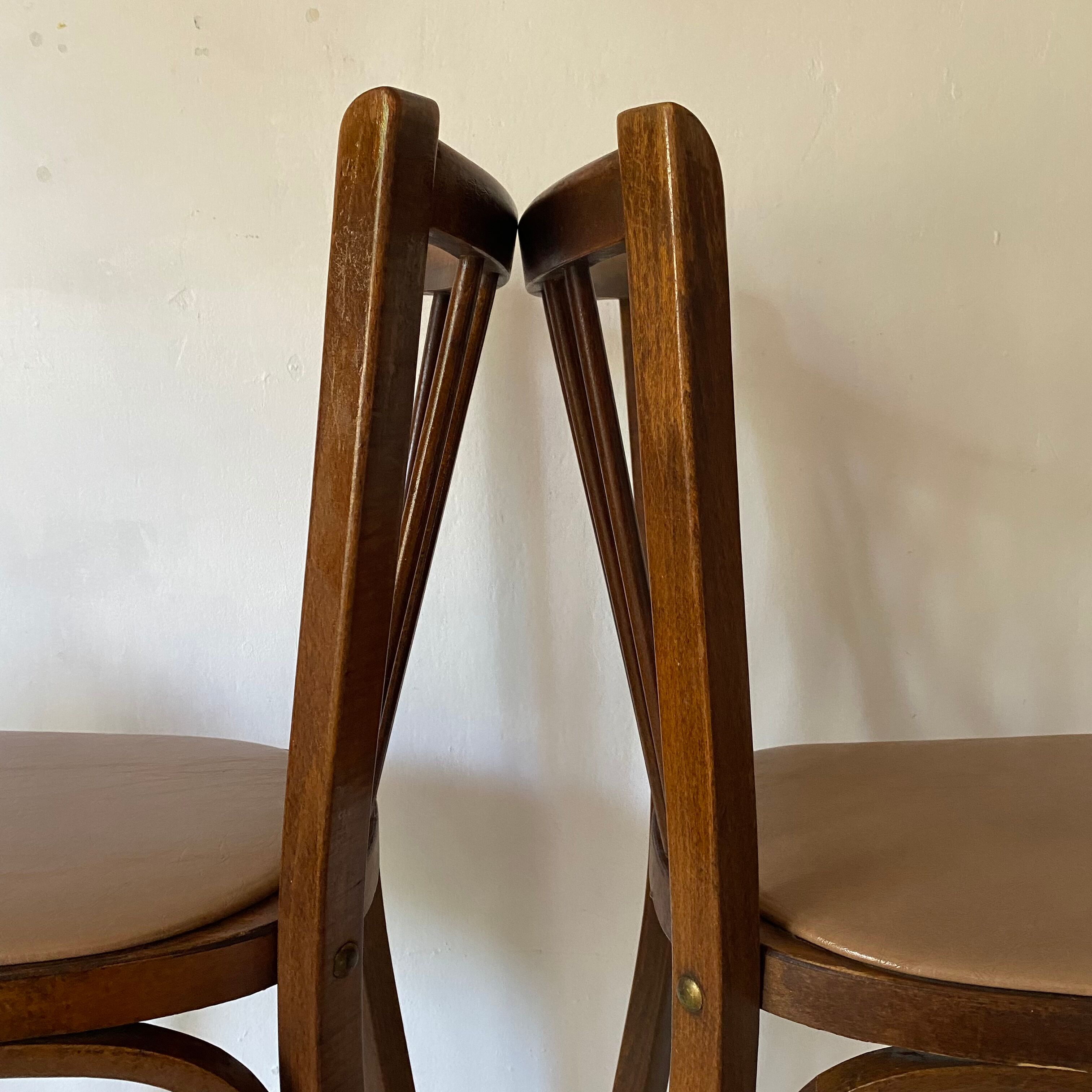 Baumann bistro chairs in wood and skaï