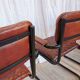 Set of 4 Vintage Quilted Leather Dining Chairs: Black Metal Base