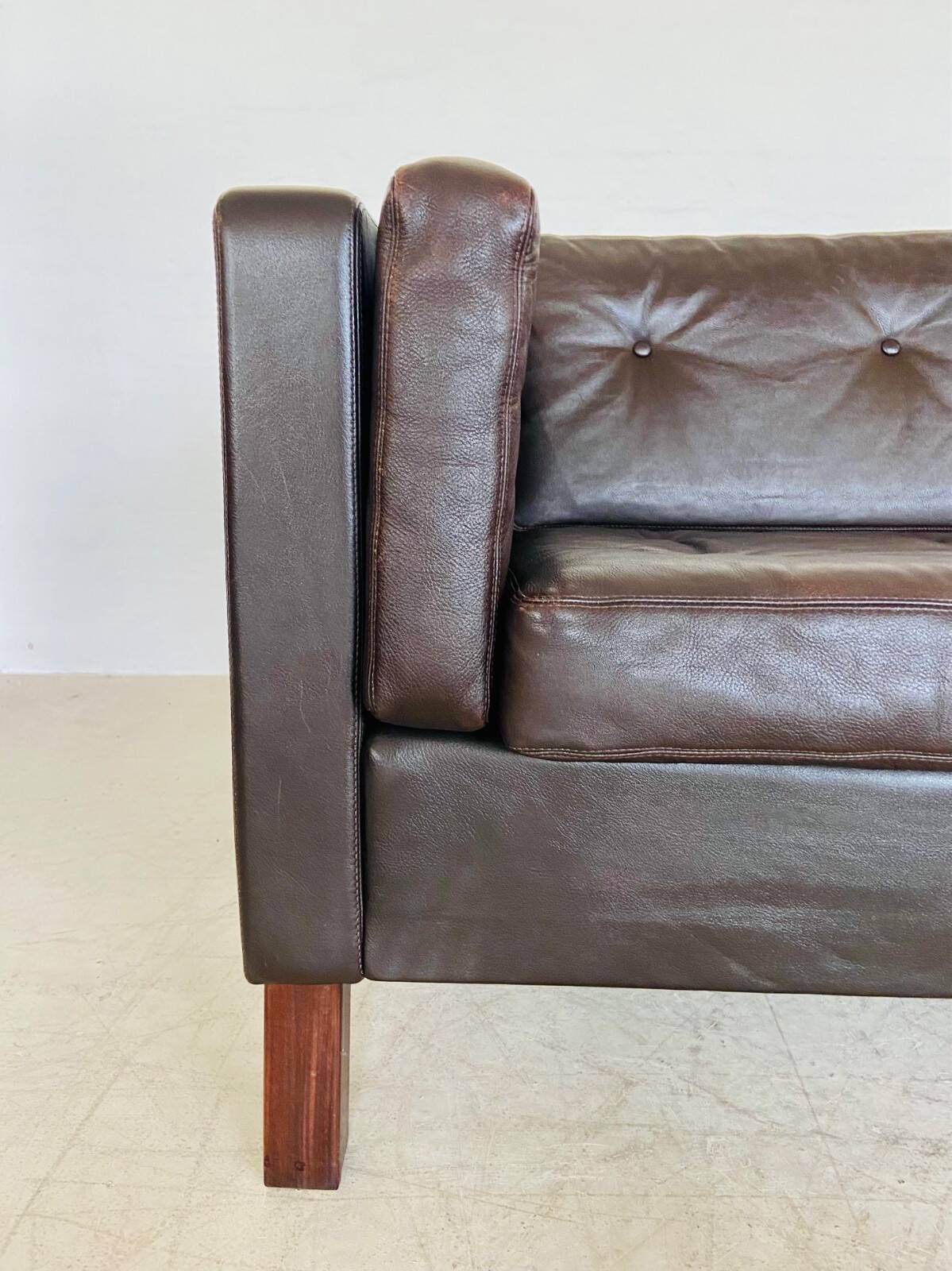 Vintage Danish Erik Jørgensen brown leather 3 seater sofa